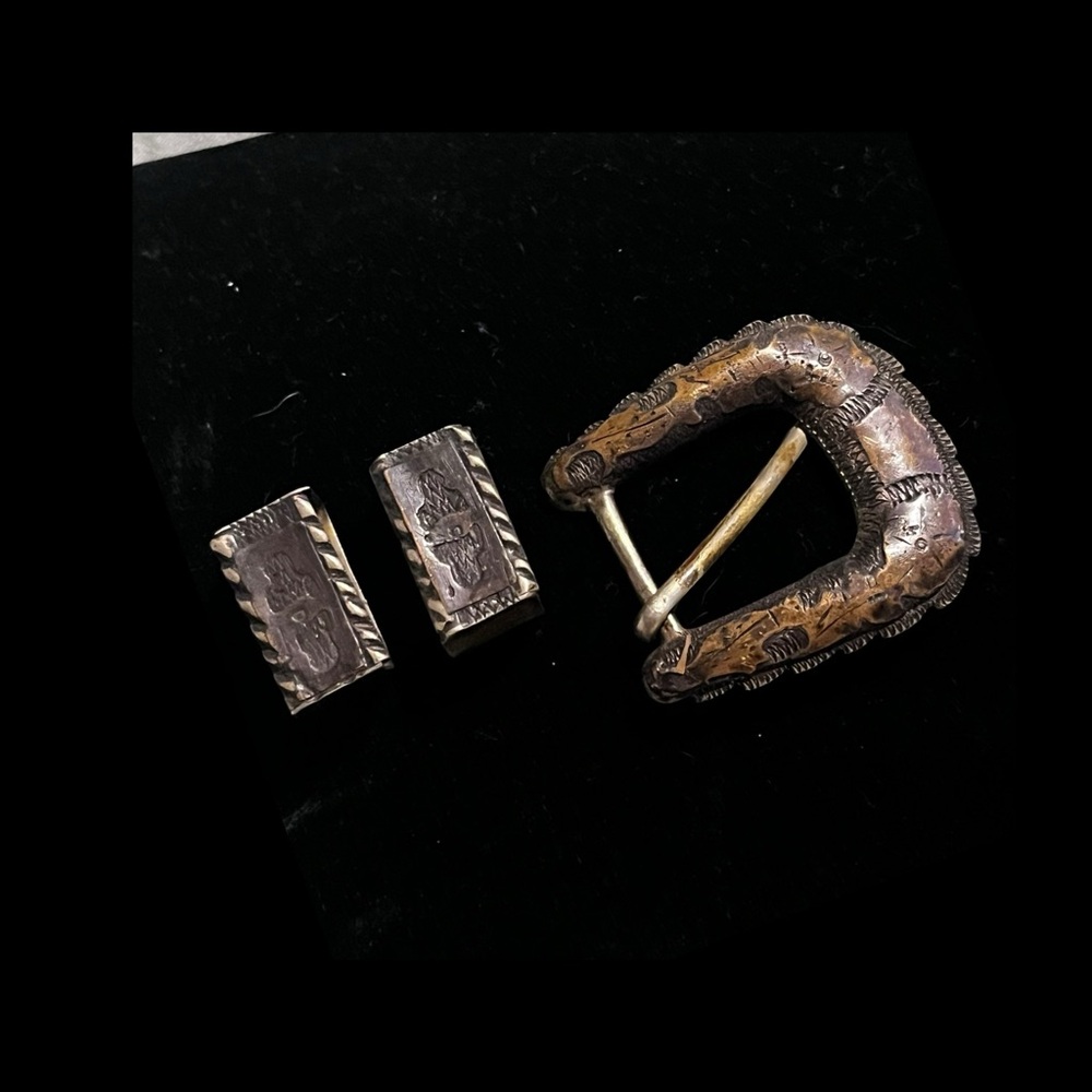 Vintage-Inspired Silver & Gold Tone Western Buckle and Loop Set - Women Jewelry